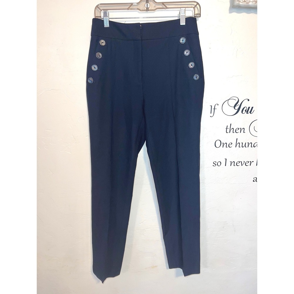Veronica Beard Tuli Navy Blue Sailor High Rise Straight Pant 4 minimalist office